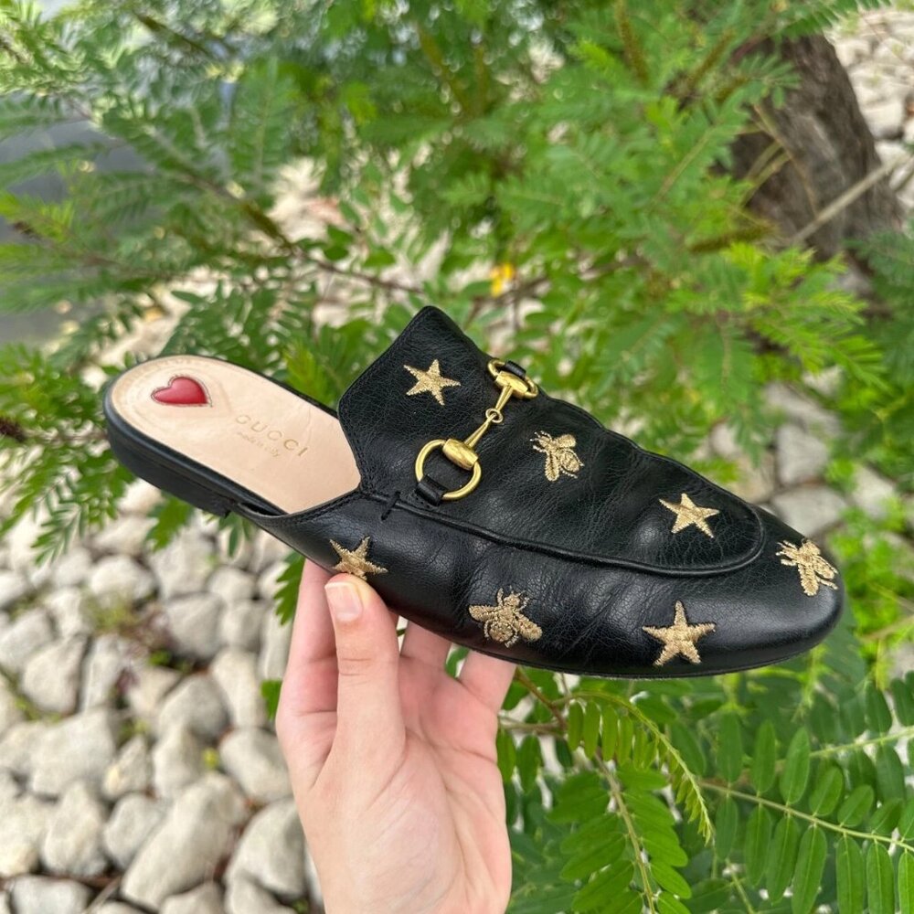 Gucci Princetown Horse Bit Bees & Stars Mules
